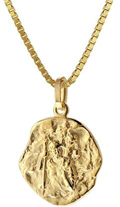 trendor Christophorus Anhänger Gold 333/8 Kt. mit Goldplattierter Kette | elegantes Schmuck-Set aus Echtgold Halskette für Damen und Herren