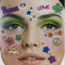 Brandsseller Gesichts-Tattoo Flower Power - Aufkleber Set Klebetattoos Temporäre Tattoos Halloween/Karneval Bunt
