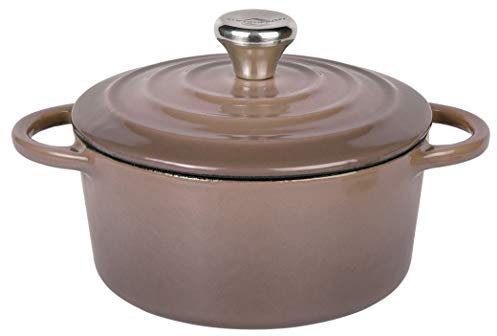 Küchenprofi Gusseisen Bräter mit Deckel, taupe, 10 cm, Schmortopf, Auflaufform, Dutch Oven, Brotbacktopf, emailliert, für alle Herdarten und Induktion geeignet, zum Schmoren, Backen und Braten