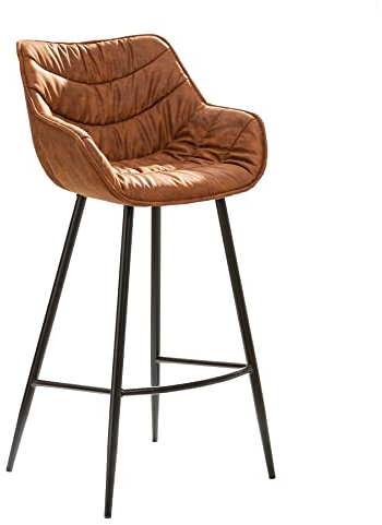 invicta INTERIOR Retro Barhocker The Dutch Comfort antik braun Barstuhl mit Fußablage Tresenhocker Stuhl Hausbar