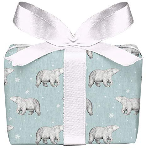 Weihnachts Geschenkpapier Set 5 Bögen EISBÄR MINT im Retro Look zu Weihnachten u Adventszeit Weihnachtspapier für Geschenke Format 50 x 70 cm