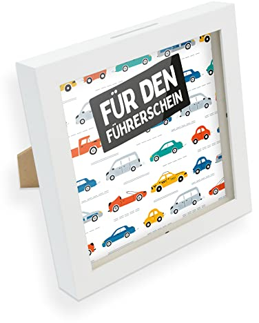 itenga Geldgeschenk I Spardose I Für den Führerschein I Gutschein I Bilderrahmen zum Befüllen I Geschenkverpackung I Einleger und Mini-Briefumschlag zum Dekorieren