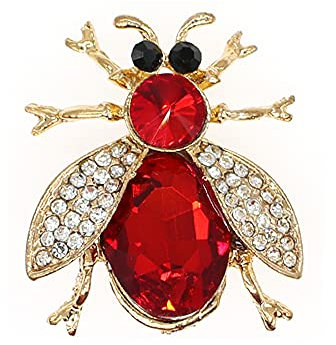 Niedliche rote Kristall-Brosche mit Biene, Strass, Tier-Ansteckbrosche, Neuheit, lustige Anstecknadeln, Modeschmuck, Anzug-Broschen, Zubehör für Damen und Herren, Kristall