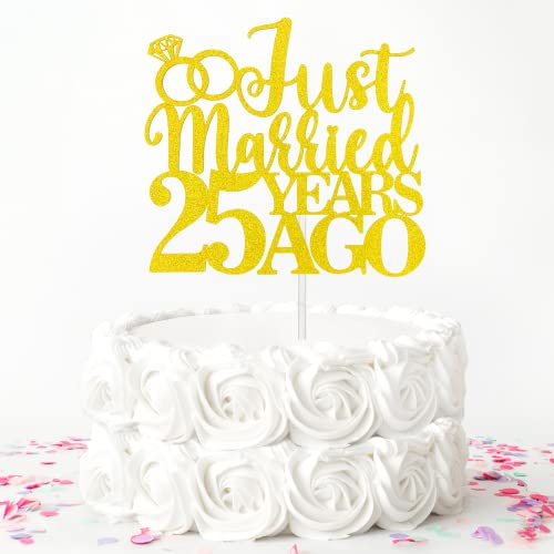 Just Married 50 Years Ago Cake Topper, Gold Glitter 50th Wedding Anniversary Cake Topper, Golden Wedding Party Decoration Suppliers