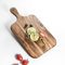 Bill.F Servierbrett Holz, Holzbrett für Küche, rustikales Küchenbrett, Akazie Holzschneidebrett mit Griff, Frühstücksbrettchen, Brotzeitbrett, Servierplatte set inkl. 35x18x1.8cm
