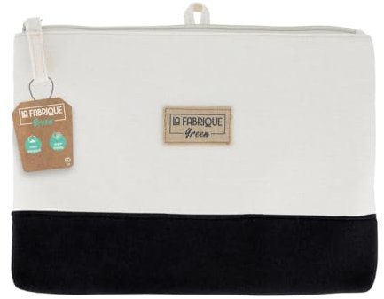 La Fabrique Green - Trousse de Toilette - Noir - en Coton Biologique - Grand Rangement - Facile a Transporter - Rangement Beauté - Trousse Voyage