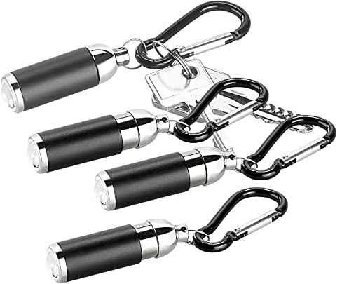 PEARL Kleine Taschenlampe: 4er-Set fokussierbare Mini-Taschenlampen mit Schlüsselanhänger (Taschenlampe LED, Schlüssel, Kugelschreiber)