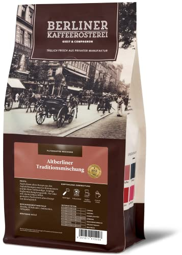 Berliner Kaffeerösterei - Altberliner Traditionsmischung (250g / ganze Bohne), Röstgrad Kaffee: mittel, 100% Arabica Bohnen, Aromaprofil: Nussig/Röstig/Süß