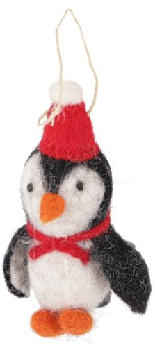 Weihnachtsschmuck Filzdekoration handgemachte Tiere aus Filz, Pinguin | 100% Wolle, handgemacht in Nepal, ideal als Baumschmuck oder Geschenkanhänger, bringt Freude und Festlichkeit.