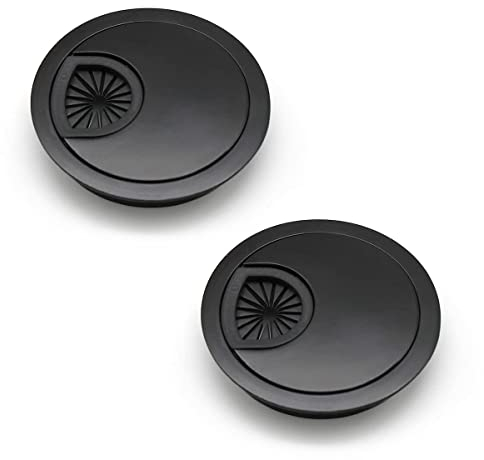 MaoNativey 2 Pieces Desk Grommet, 60mm (2.4 inch) Plastic Desk Cable Grommet Cord Black Cable Hole Cover Organizers for Home and Office Cable Hole