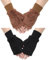 COMF-PRO Armstulpen Fingerlose Handschuhe für Frauen – Winterhandschuhe Elastische Bündchen Handwärmer Handschuhe Plüsch Tipphandschuhe, Braun, Schwarz, Medium