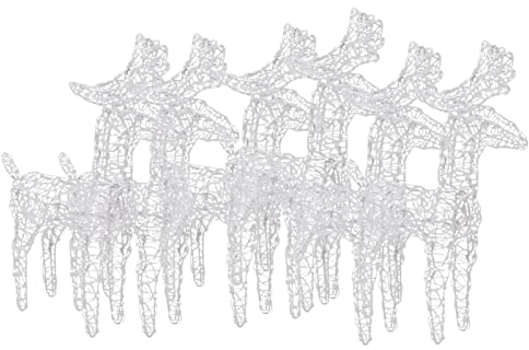 Tidyard LED-Rentiere 6 STK.Rentier Beleuchtet Weihnachtsbeleuchtung Weihnachtsdeko Weihnachten Lichterkette Dekofigur Weihnachtsdekoration 40 LEDs Acryl Lichtfarbe: Mehrfarbig