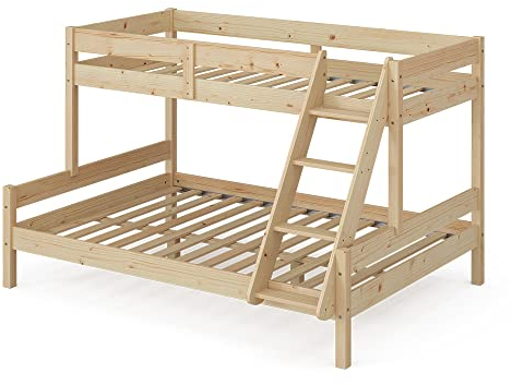 VitaliSpa Etagenbett Everest, Jugendbett, Naturholz, 140x200 / 90x200 cm