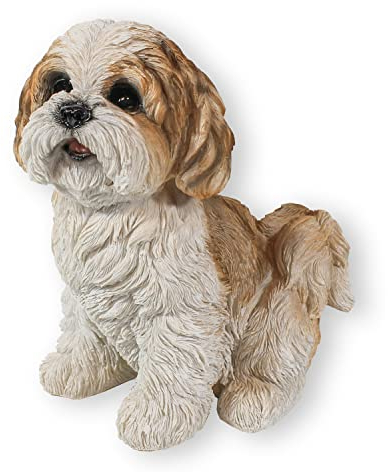 colourliving Hunde Figur Shih Tzu Welpe sitzend und stehend Hund Tierfigur lebensecht wirkende Hundefiguren (sitzend)