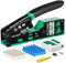 Solsop RJ45 Crimp Tool Pass Through - Cat6 Crimping Tool for Cat5 Cat5e Cat6 8P8C Connector, All-in-one RJ45 Crimping Tool and LAN Tester