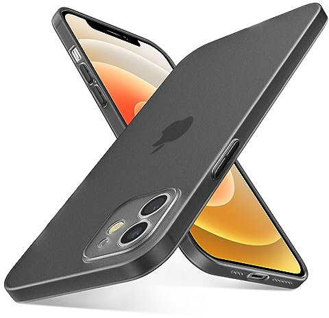 QLTYPRI Ultra Thin Case for iPhone 12 Case 6.1 inch with Full Coverage Camera Protection, Translucent Matte Slim Lightweight Soft Silicone TPU Bumper Shockproof Phone Case Cover for iPhone 12 – Black