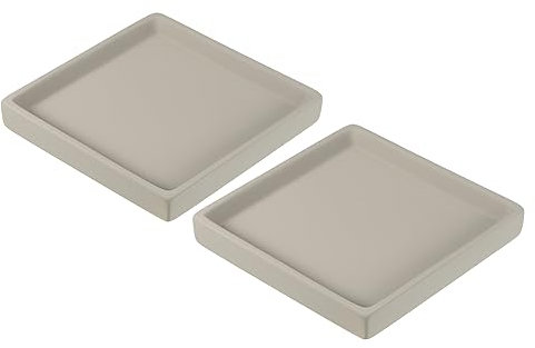 M METERXITY 2pz Pianta Sottovaso - Quadrato Ceramica Gocciolatoio Vassoio Drenaggio Applicazione Esterno/Giardino Fioriera Vaso (5, Grigio)