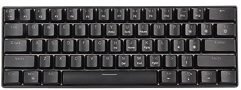 Teclado Mecánico, 61 Teclas 60% Teclado Mecánico para Juegos con Interruptores Azul/Rojo, Teclado Ergonómico para Juegos con Retroiluminación LED (Interruptor Azul de Superficie