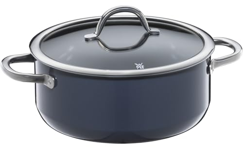 WMF Fusiontec Inspire Kochtopf groß, 24 cm, Glasdeckel, Bratentopf Induktion, 4,4l, High-Tech Keramik, kratzfest, unbeschichtet, dunkelblau, Made in Germany