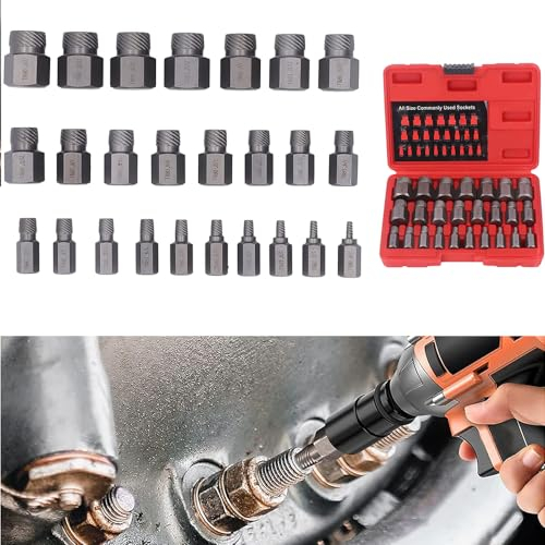 Extracteur De Vs,Extracteur De Vis Cassée,Extracteur De Boulon,25PCS Extracteurs de Vis Cassée,tête hexagonale multi-cannelures,facile à sortir, pour Enlever les Boulons Cassés,les Vis à Tête Creuse