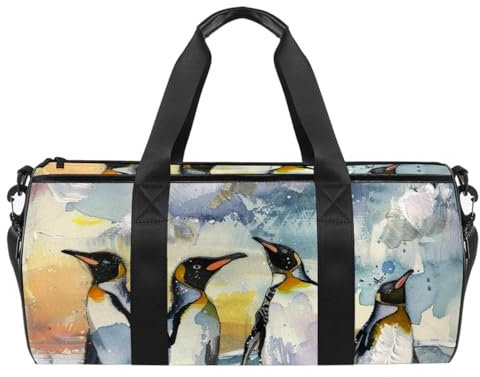 Seesack, Seesack, Damen-Sporttasche, Reisetasche für Flugzeug, schöne Tier-Pinguin-Familie, Muster 3327, 45x23x23cm(17.7x9x9in)