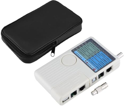 Testeur de Câble LAN RJ45, Testeur de Réseau RJ11, Détecteur de Suivi de Réseau USB et BNC, Test 4 Types de Câbles, Détecteur de Câble LAN à Balayage Automatique pour
