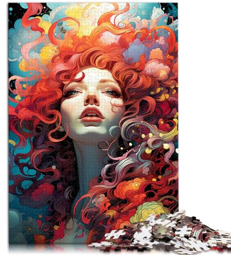 Puzzle für farbenfrohes psychedelisches Gemälde Einer Frau, Kunst-Puzzle für Erwachsene, 1000 Teile, Holzpuzzle, Heimkunst-Dekor, 1000 Teile (50 x 75 cm)