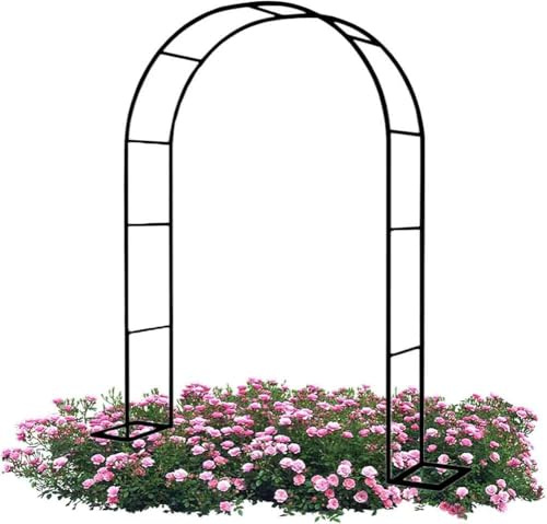 MISKYN Rosenbogen Hochzeitsbogen Gartenbogen Rankhilfe Torbogen Pergola Aus Metall Stabil Wetterfest 180Cm 160Cm 140Cm 120Cm Breit Rosenbogen Aus Edelstahl,Schwarz,W1.2M*H2.2M