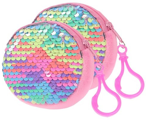 WATIIFUFU 2pièces Pochette Femme Ronde Sequins Portefeuille Petit Et Pratique avec Capacité à Main Élégant Glitter pour Femmes