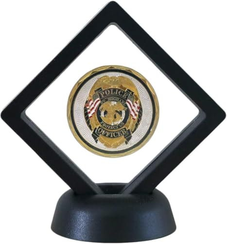 HillSpring Schweberahmen für Challenge-Münzen Schwarz Displayrahmen Präsentationsbox mit Basis für Münzen, Medaillons, Ring, Ohrring, 7×7cm