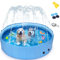 Nobleza Piscina Perros Grandes Bañeras con Aspersor, 2 en 1 Plegable y Portátil PVC Piscina para Perro, Two IN One Dog Swimming Pool and Water Spray Pad D180*H30CM Dark Blue&Light Blue