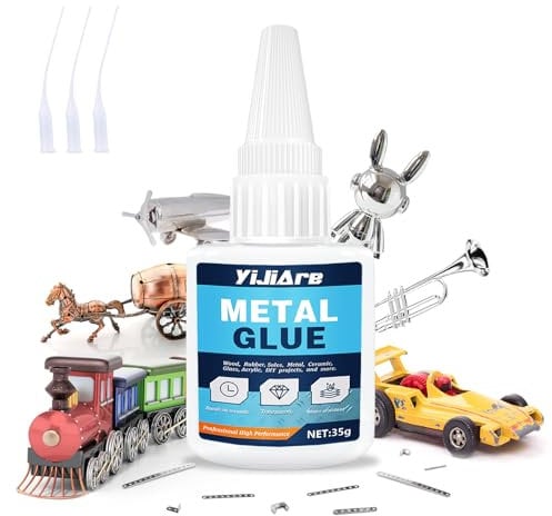 YiJiAre Colla Super Forte per Metalli 35g - per Acciaio Inossidabile, Lega di Alluminio, Tubi Metallici e Gioielli, Lavori Fai-da-Te - Trasparente, Adesivo Istantaneo Resistente