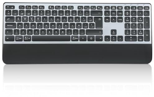 CITLLA K9100 Teclado Bluetooth inalámbrico, Teclado de tamaño Completo para múltiples Dispositivos con reposamuñecas, retroiluminación de 3 Niveles, Teclado Recargable para computadora, portátil