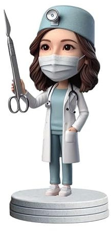 mydedor Wackelkopf-Figur, personalisierbar, Doktorin, handgefertigt, personalisierbar, Geschenk für Frauen