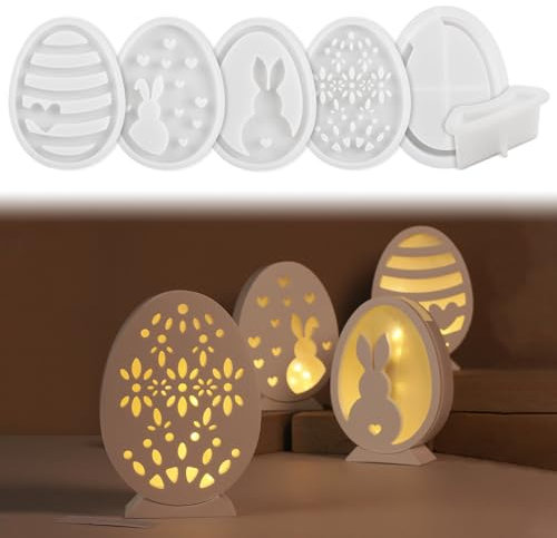 Silikonformen Gießformen Ostern, 6 Stück Silikonform Ostern Hase Ostereier Gießformen Silikon Gießform Ostern Giessformen Silikon Gießform Hase Silikonform Osterhase Eier für Osterdeko