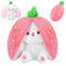 XIMEY Hase Erdbeere Plüsch, Osterhase Plüschtier Hase 25cm Hase Karotte Plüschtier, Hase Kuscheltier, Stofftier Hase, Versteckter Hasen Plüsch für Kinder Jungen Mädchen Osterparty-Dekoration Geschenk