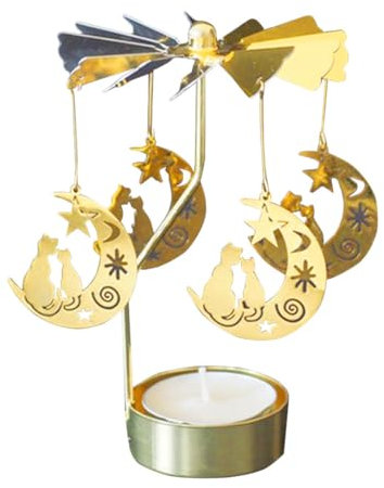 Candele rotanti gatto sulla rotante a rotazione del tè candelabello per decorazioni per matrimoni natalizi portacandele porta luminose da tè supporto per candela candela in metallo
