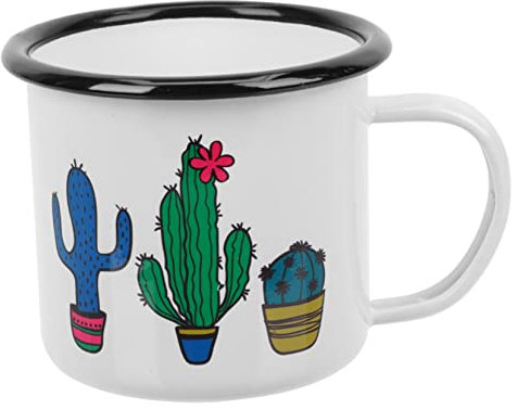 Cabilock Taza De Enamel Para Bebidas Calientes y Frías Vaso De Agua Para y Diseño De Cactus Para