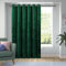 Yorkshire Bedding Blackout Eyelet Velvet Curtains for Bedroom Emerald Green Curtain 66x84 Inch Super Soft Thermal Insulated Curtains for Living Room Single Panel with Tie Back