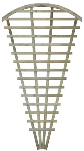 Large Fan Shaped 3x6ft (W: 3ft x H: 6ft) Decorative Top Arch Framed Lattice Trellis Panel Plant Grown Wall/Fence Art with Reduced Privacy Squares Width 955mm x Height: 1780mm