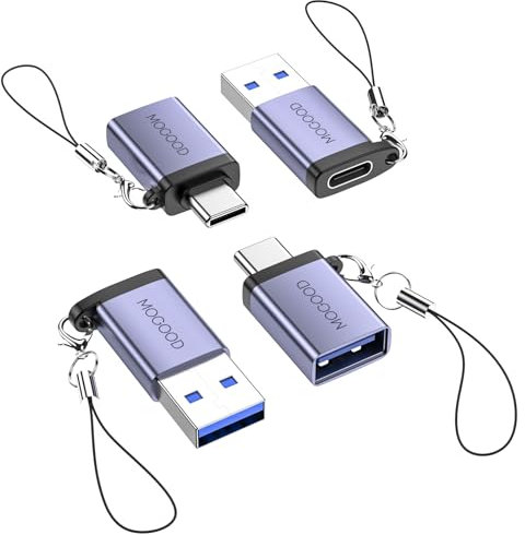 MOGOOD USB C to USB 3.0 OTG Adapter 4 Pack, USB C Male to USB Female 5Gbps Converter, USB Male to USB C Female Charger, USB C Adapters for Laptop, MacBook Air, iPhone 16 Pro, Samsung Galaxy S24 etc