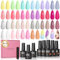 PEACECOLOR Gel Nail Polish-25Pcs 8ML Soak Off Gel Polish Set Pink Green Yellow,Gel Nail Kit with Glossy Matte Top Coat,Colorful Nail Polish Set for Beginner