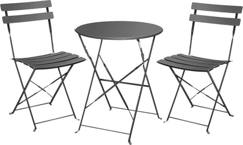 Kynast Bistro-Set 3tlg. Bistroset Tisch+2 Stühle Sitzgruppe Sitzgarnitur Sitzmöbel Gartenmöbel (anthrazit)