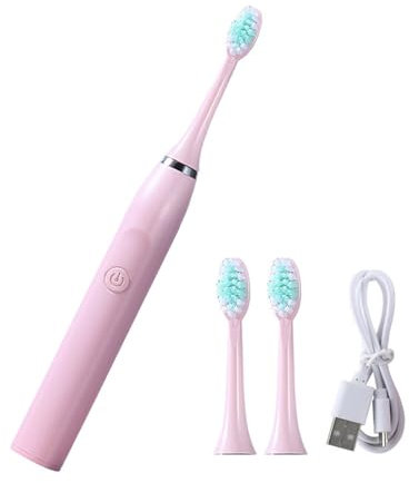 Brosse à dents électrique pour adultes - Batterie rechargeable - Portable avec 3 têtes de brosse - Minuteur intelligent de 2 minutes - 5 modes