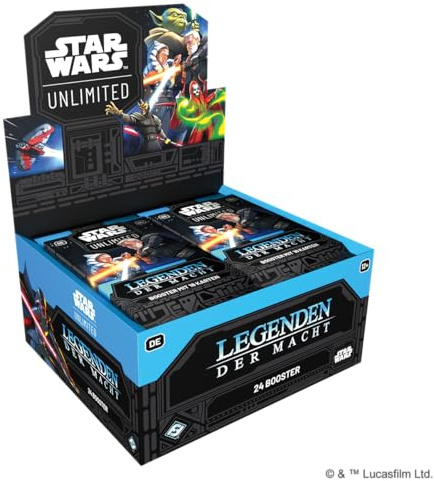 Asmodee, Star Wars: Unlimited Trading Card Game – Legenden der Macht | Booster Display (24 Booster Packs) - TCG für Kinder und Erwachsene, Alter 12+, 2+ Spieler, 20 Minuten, Deutsch
