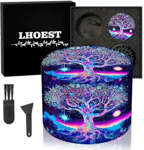 Metal Grinder 63MM Crusher 40 Grinding Teeth Cool Grinder 4 Layers | With Scraper Plastic Brush Purple Grinder Tree Design Metal Crusher for Spice Mill Gifts Grinder Kitchen