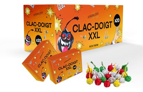 SPARKLERS CLUB Set di 20 scatole da 25 Clac-Dita XXL, 500 petardi da lancio, animazione per bambini e feste, effetto sonoro giocoso, categoria F1, senza accensione o fiamma