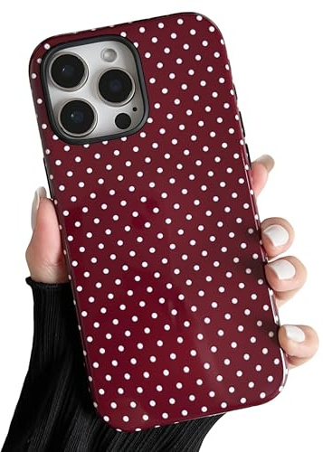 ZTOFERA Magnetic for iPhone 16 Pro Case,Cute Polka Dot Design,Wine Red