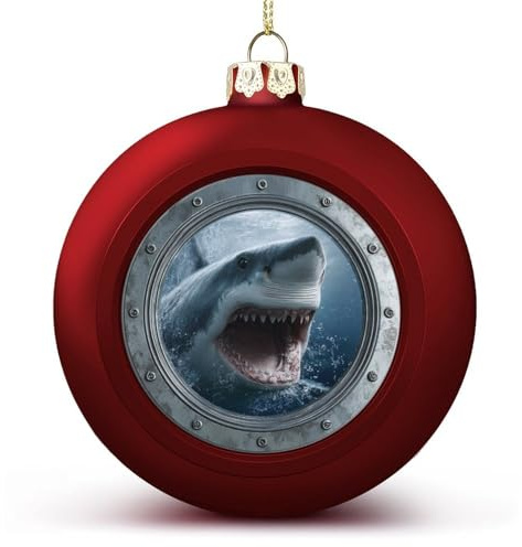 Wütender Hai-Weihnachtskugel, Ornamente, bruchsicher, hängende rote Weihnachtsbaumkugeln für Weihnachtsbaumdekoration, Urlaub, Hochzeit, Party