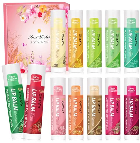 Lippenpflege,12 Pcs Lippenpflegestift mit Glycerin für rissige trockene Lippen, pflegender Lippenbalsam mit reichhaltiger Formel für schnelle und anhaltende Pflege,Intensive Feuchtigkeit 5g